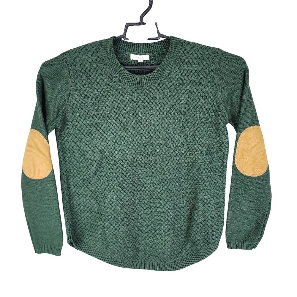 Womens Green August Mist Sweater w/ Elbow Patches Long Sleeve Crew Neck Size M